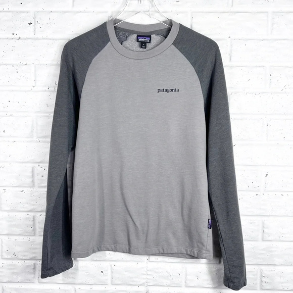 PATAGONIA Grey Line Logo Ridge Crewneck lightweight fleece Men’s Small - Picture 2 of 8